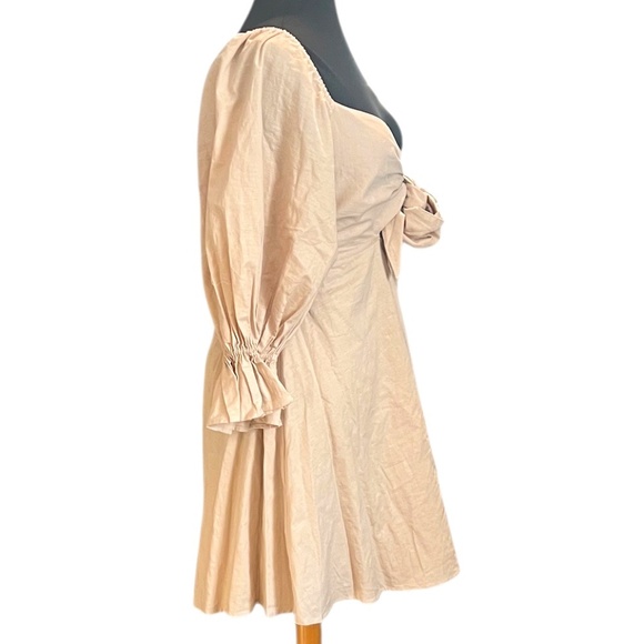 Charlie Holiday Sonny Tie Front Women's Mini Dress Oat Size Medium, NWT - Picture 3 of 11